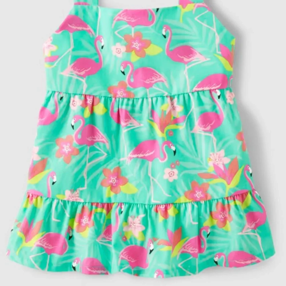 Gymboree Girls' 3T Flamingo Teal Tropical Paradise Ruffle Tank Top NWT